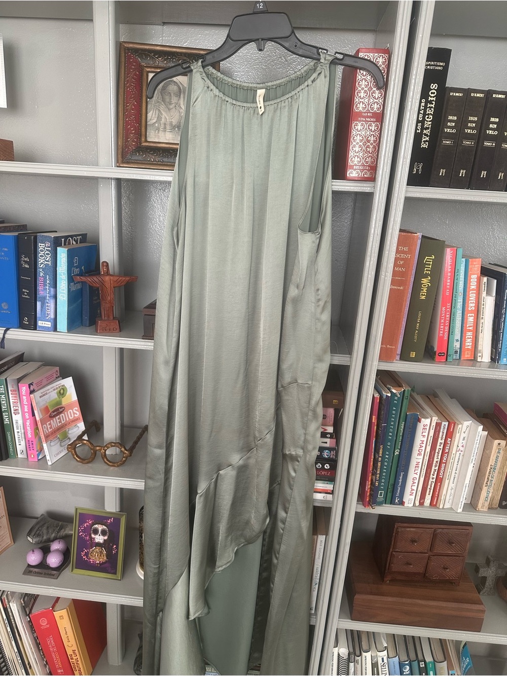 Sage Green Satin Halter Maxi Dress